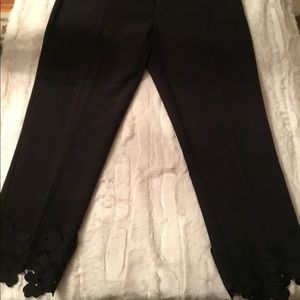 Valerie Stevens Black cropped lace hem pants